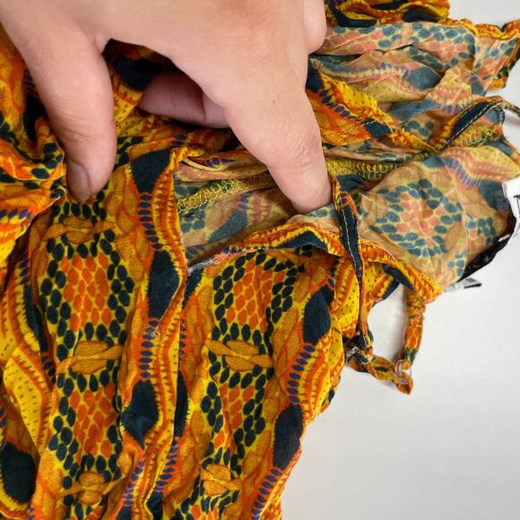 Kahindo Jumpsuit Womens Small Yellow Printed Kano V Neck Flowy Sleeveless - Picture 9 of 10